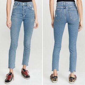 AGOLDE Nico Jeans High Rise High Waist Raw Hem Distressed